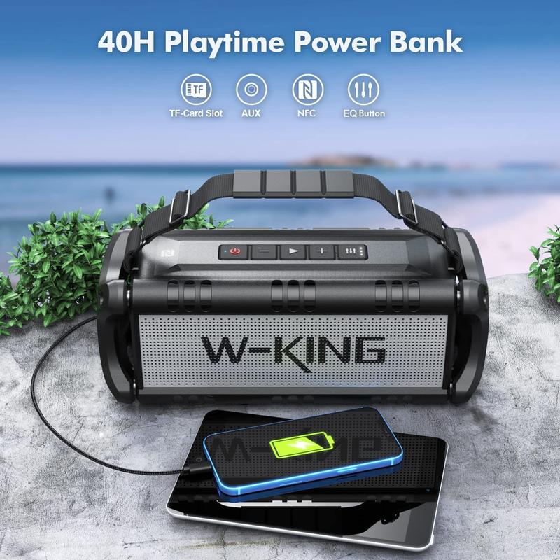 Alto-falante Bluetooth W-KING D8 90W Peak 50W RMS IPX6 à prova d